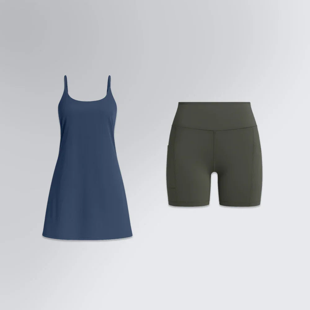 Kit Presente Fitness Feminino | Vestido Rush e Motion Shorts Curto