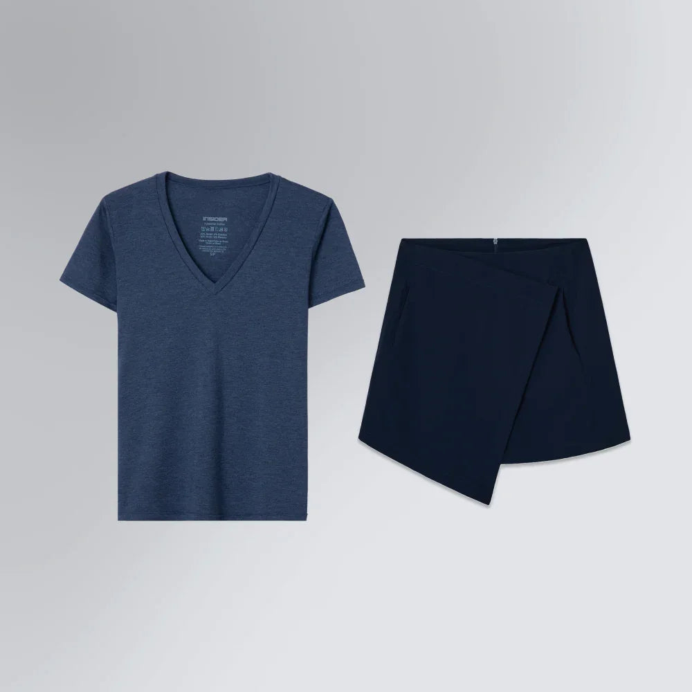 Kit Presente Prático Feminino | Saia Mini Kyoto e Tech T-Shirt® Gola V